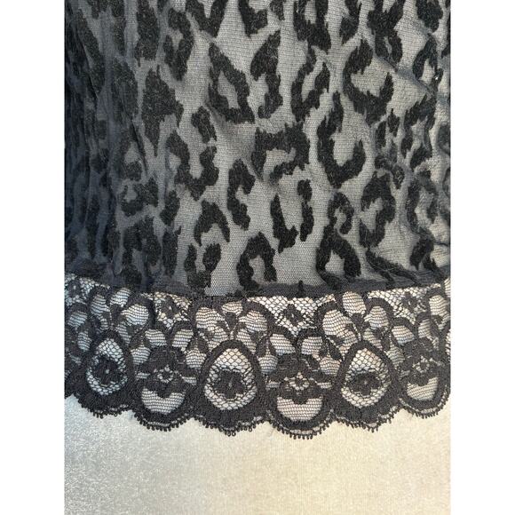 Vintage Ann Ferriday Leopard Print Lace Top Faux Fur Collar Sheer Black Gothic - Picture 10 of 10